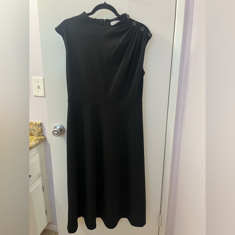 Calvin Klein Elegant Black Dress Like New Size 12/PTP 18-21/Length 48